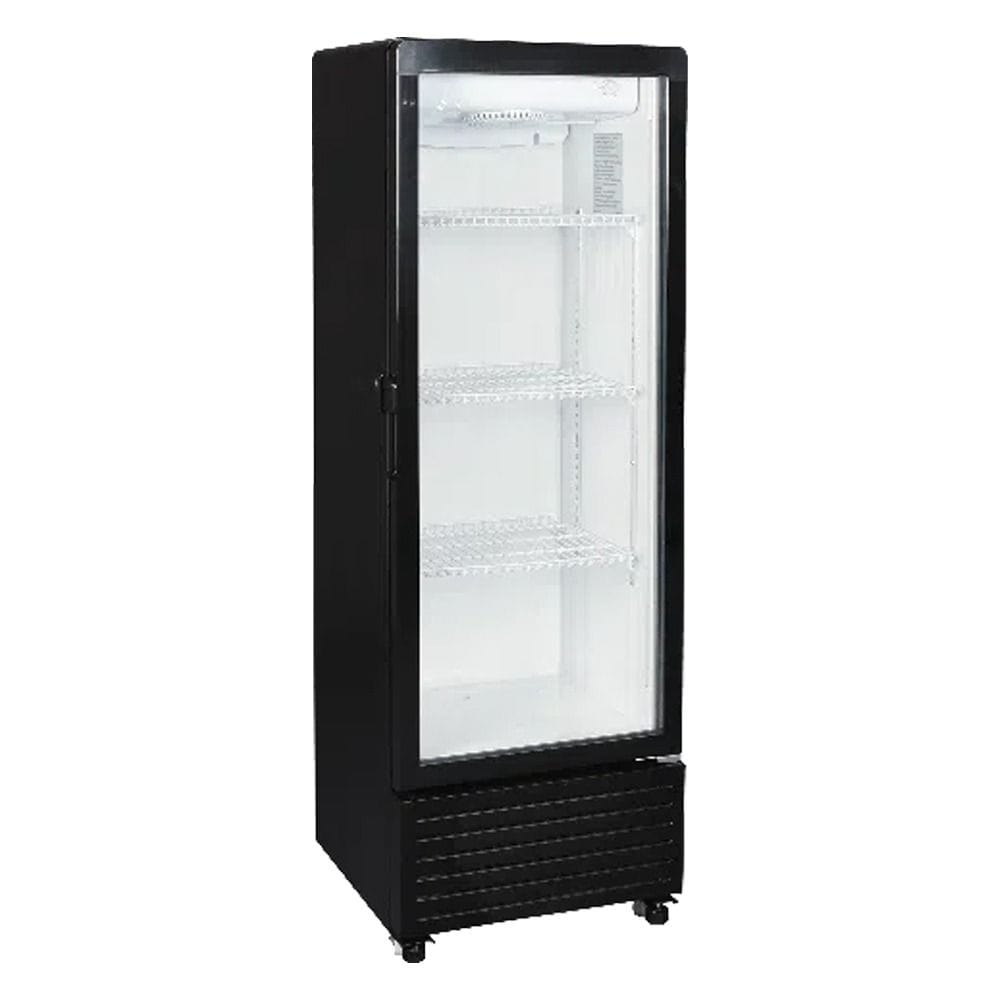 ثلاجة عرض TCL باب واحد 280 لتر، 3 أرفف، شاشة LED، درج للخضراوات والفواكه - أسود - F280SCB