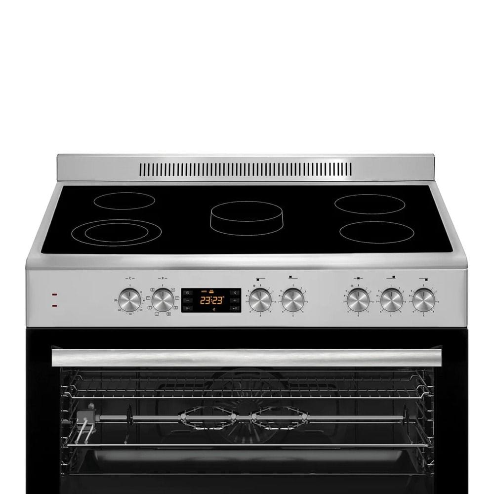 Simfer Ceramic Cooker 90x60cm, 5 Ceramic Elements, 8 Cooking Function, Round Baking Tray, Removable Oven Glass, Fully Electric - Gray - SMF9067VCM