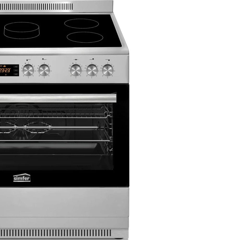 Simfer Ceramic Cooker 90x60cm, 5 Ceramic Elements, 8 Cooking Function, Round Baking Tray, Removable Oven Glass, Fully Electric - Gray - SMF9067VCM
