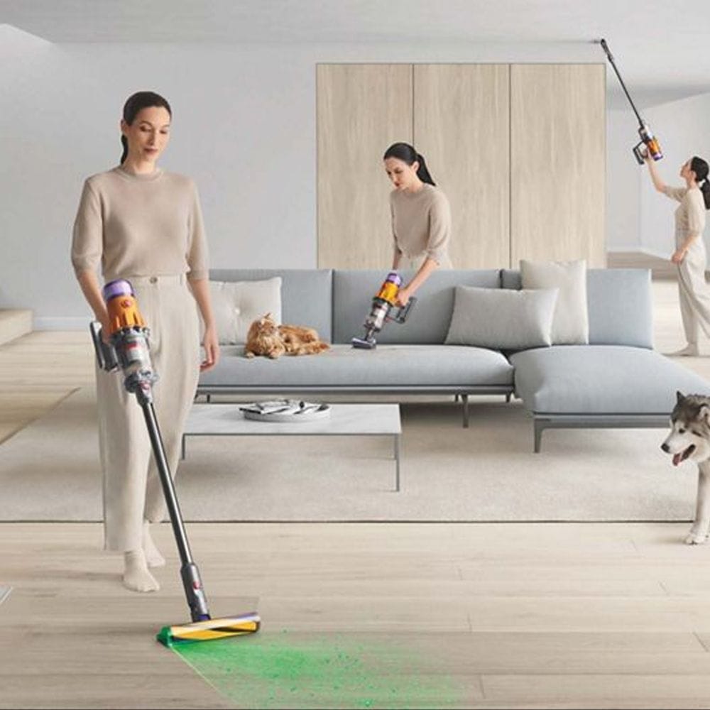 Dyson V12 Detect Slim Absolute Cordless Vacuum Cleaner with Fluffy Optic Head, Hyperdymium Motor, 60-Min Runtime & De-Tangling Tech | Yellow/Nickel - SV46