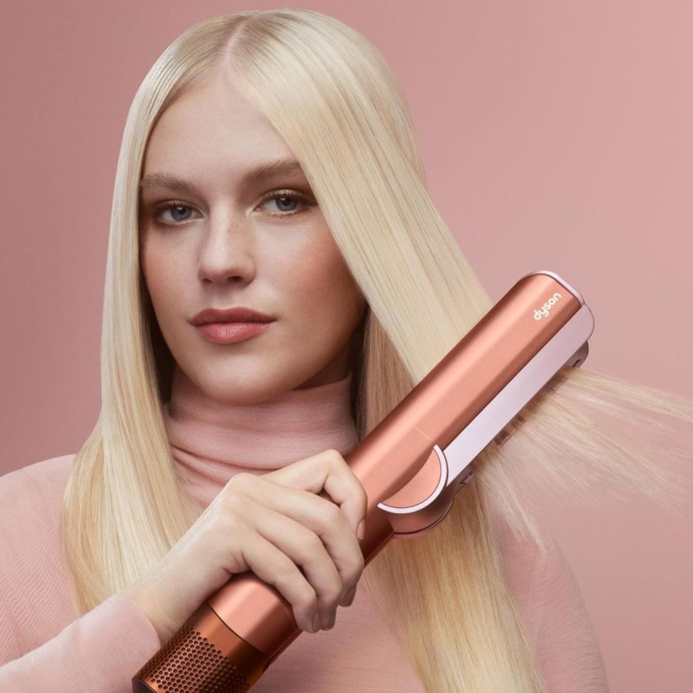 Dyson Airstrait Wet-to-Dry Hair Straightener with Hyperdymium Motor, Intelligent Heat Control, LCD Display & No Heat Plate Damage | Amber Silk - HT01