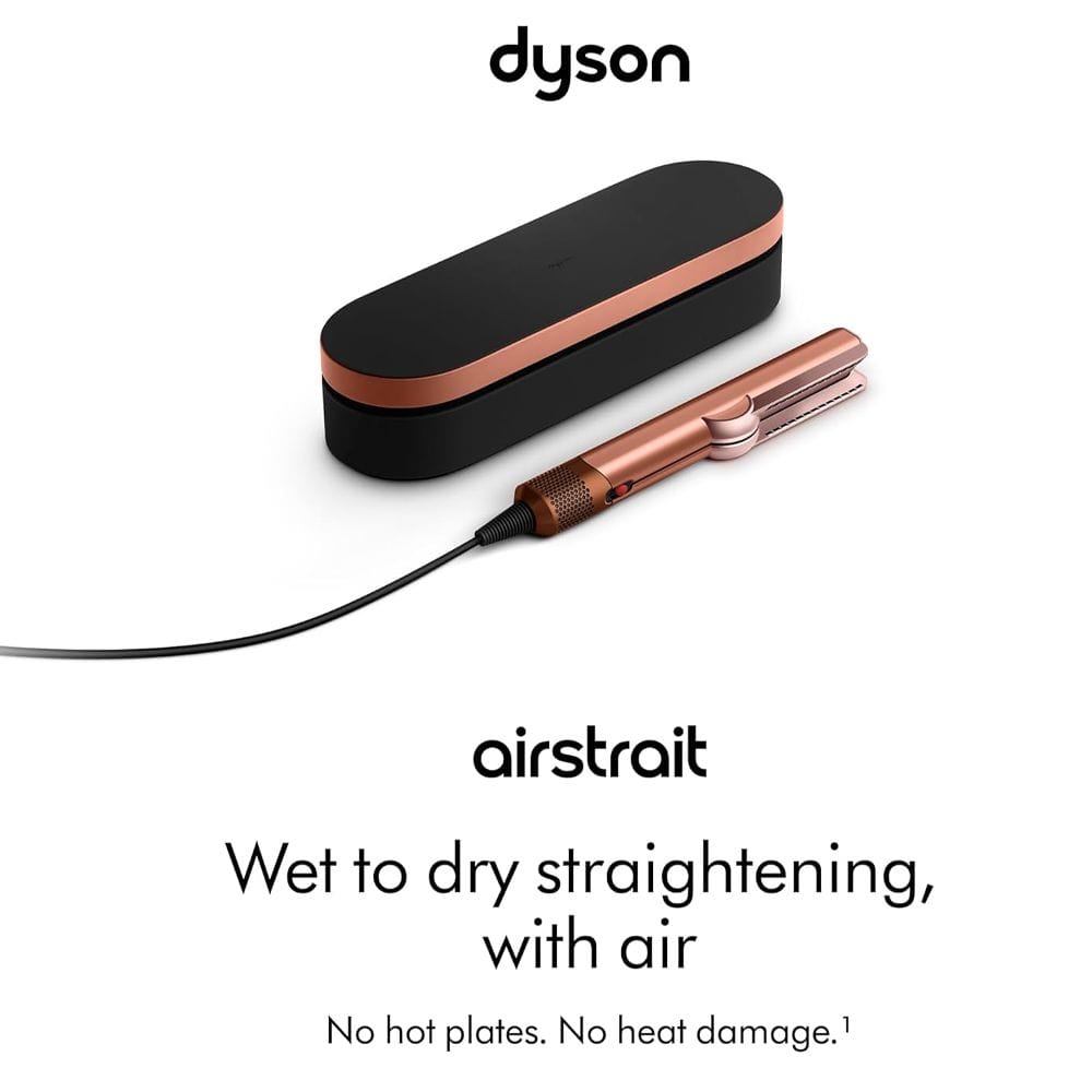 Dyson Airstrait Wet-to-Dry Hair Straightener with Hyperdymium Motor, Intelligent Heat Control, LCD Display & No Heat Plate Damage | Amber Silk - HT01