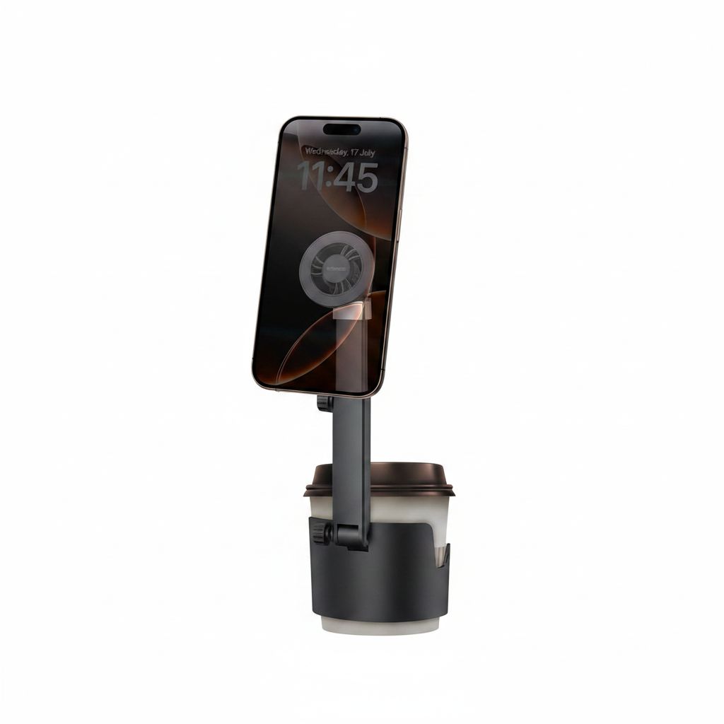 Moxedo Car Cup Grip Phone Holder with 360° Telescopic Arm, Magnetic Mount & Adjustable Design | Black - MX-CM075
