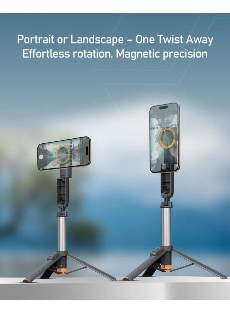 Moxedo Stablix Magnetic Tripod with Wireless Remote, 100cm Extendable Height & 360° Rotation | Black - MX-MTS001