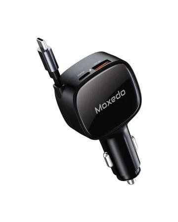 Moxedo Ultra Fast Car Charger with Built-in Retractable USB-C Cable MX-CC029, 60W - Black