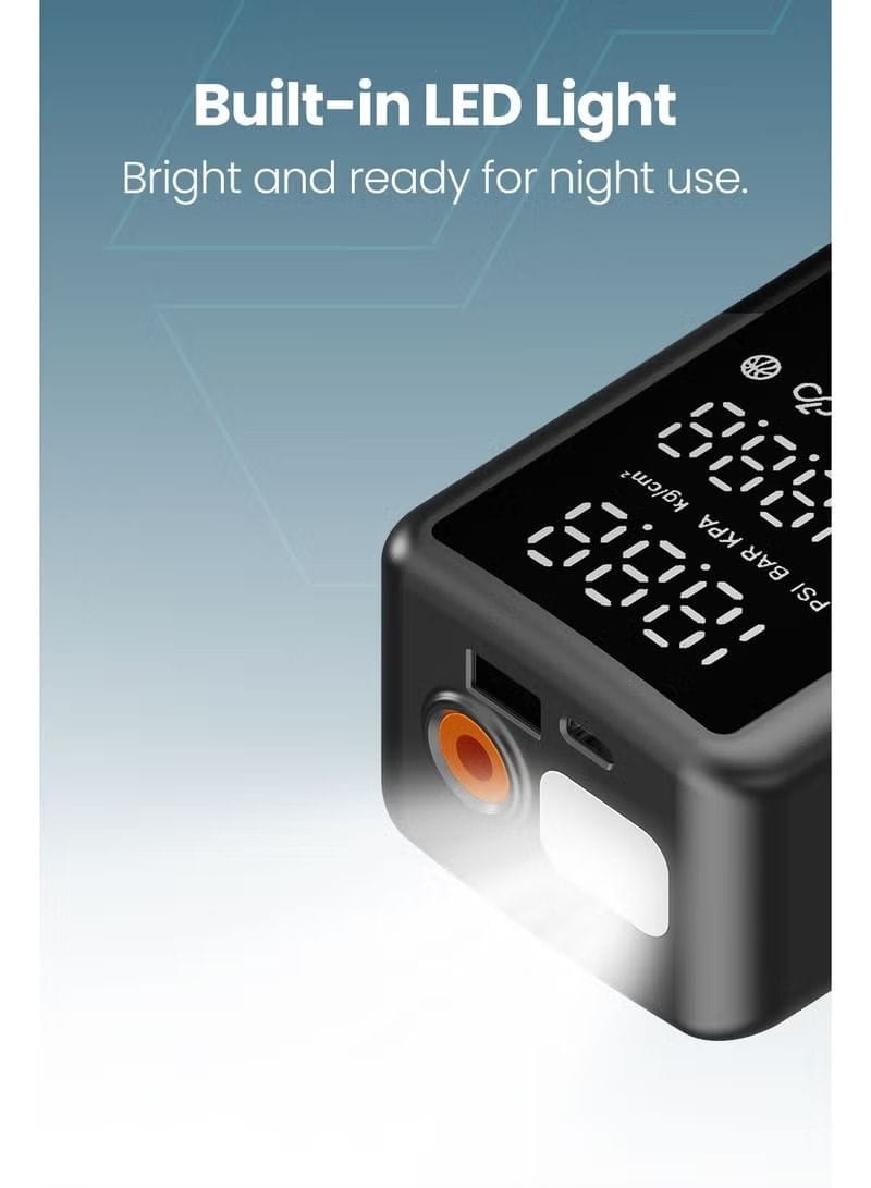 Moxedo Tirego Portable Smart Tire Inflator MX-STI003 150 PSI with Auto Shut-off and LED Light, Smart Digital Display - Black 