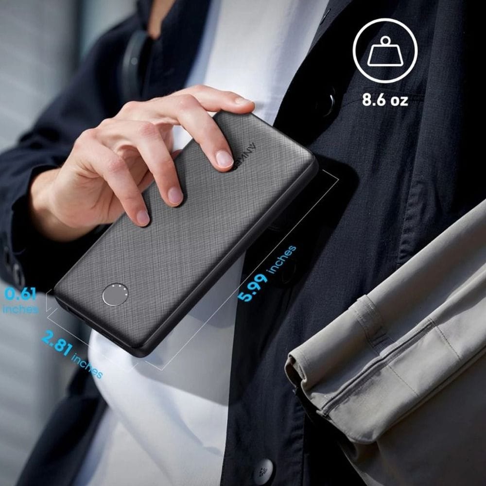 Anker PowerCore Slim 10000mAh Power Bank with Portable Lightweight Design, Dual USB Charging & PowerIQ Technology | Black - A1229H15