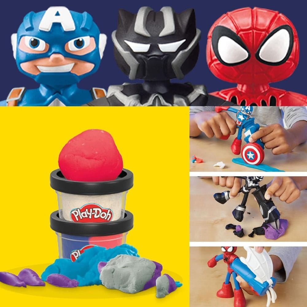 Hasbro Play-Doh Marvel Hero Adventure Playset 4+ Years, 3 Bendy Marvel Super Hero Action Figures - 5010996268723
