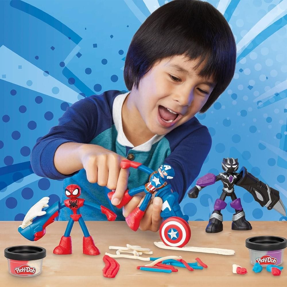 Hasbro Play-Doh Marvel Hero Adventure Playset 4+ Years, 3 Bendy Marvel Super Hero Action Figures - 5010996268723