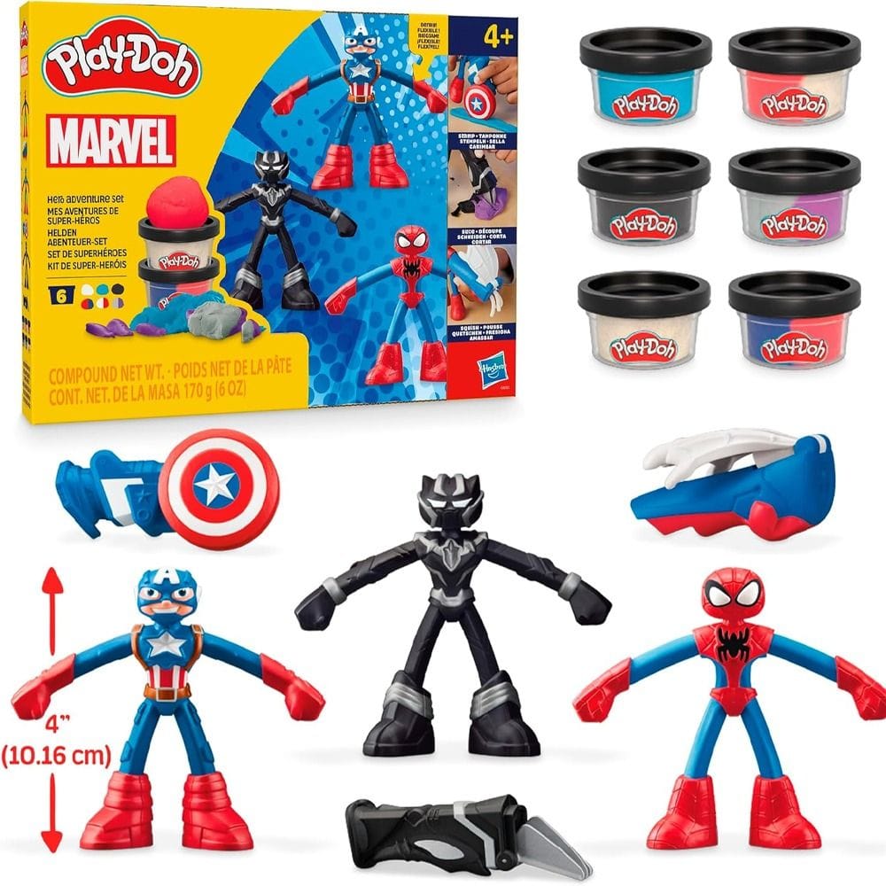 Hasbro Play-Doh Marvel Hero Adventure Playset 4+ Years, 3 Bendy Marvel Super Hero Action Figures - 5010996268723