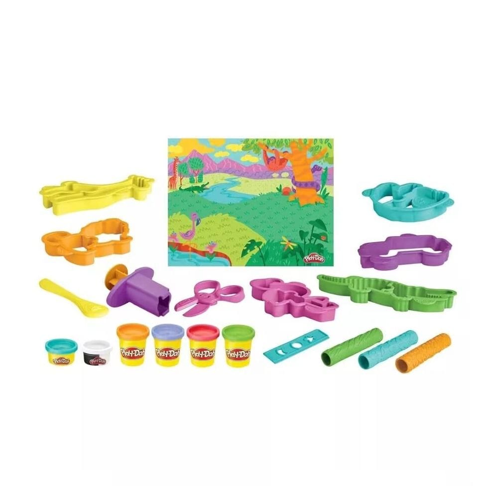 Hasbro Play-Doh Wild Animals Toolset 3+ Years, Themed Playmat For Wild Adventures, Fun Tools For Endless Creativity - 5010996121783