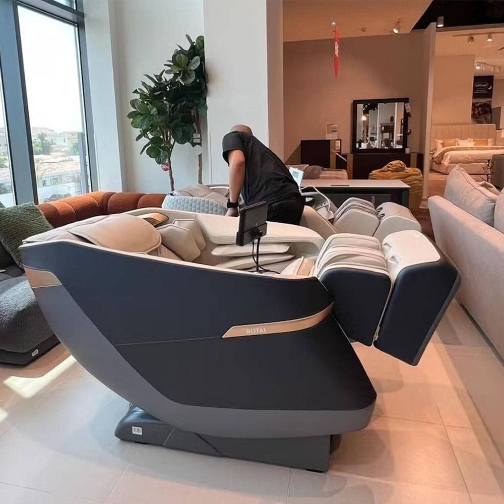 Rotai Jimny Massage Chair, 8D SL Track Full Body Massage, Zero Gravity Recline, Heat Therapy, Airbags, Foot Rollers, Voice & Bluetooth Control | Blue - A36