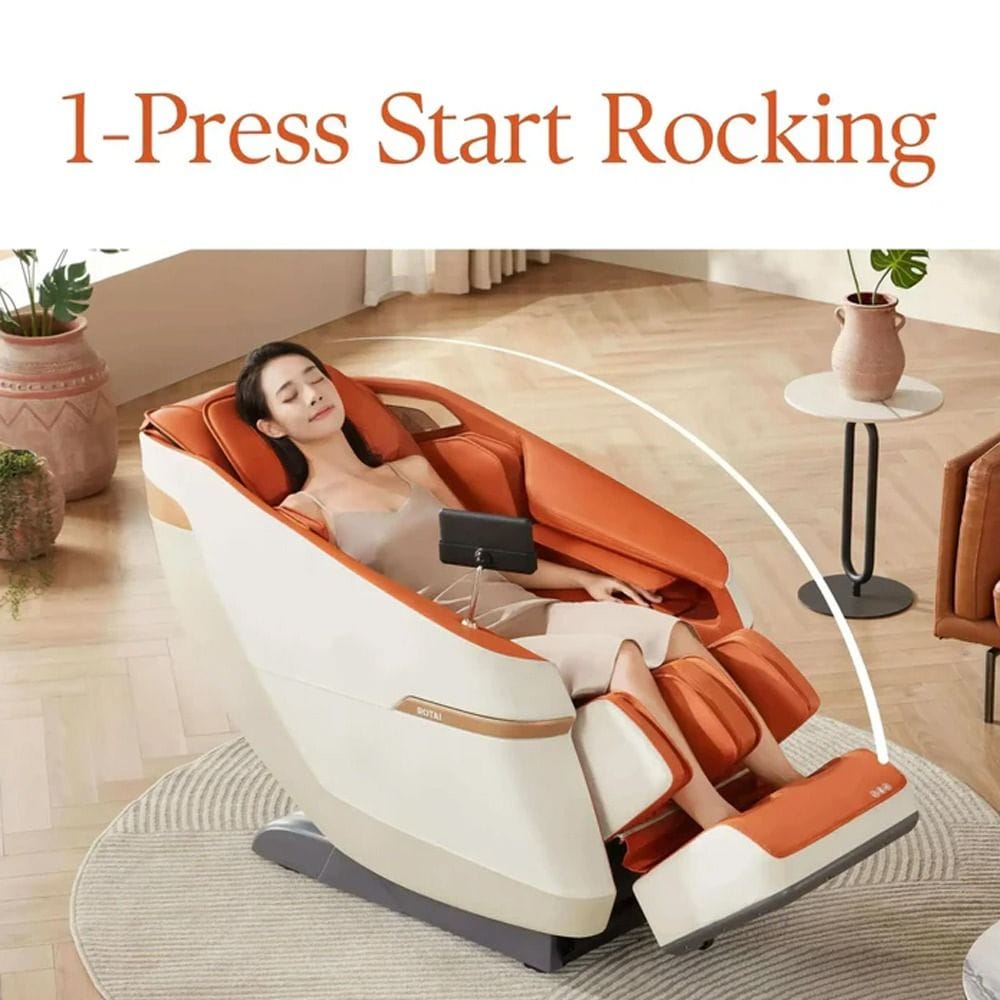 Rotai Jimny Massage Chair, 8D SL Track Full Body Massage, Zero Gravity Recline, Heat Therapy, Airbags, Foot Rollers, Voice & Bluetooth Control | Orange - A36