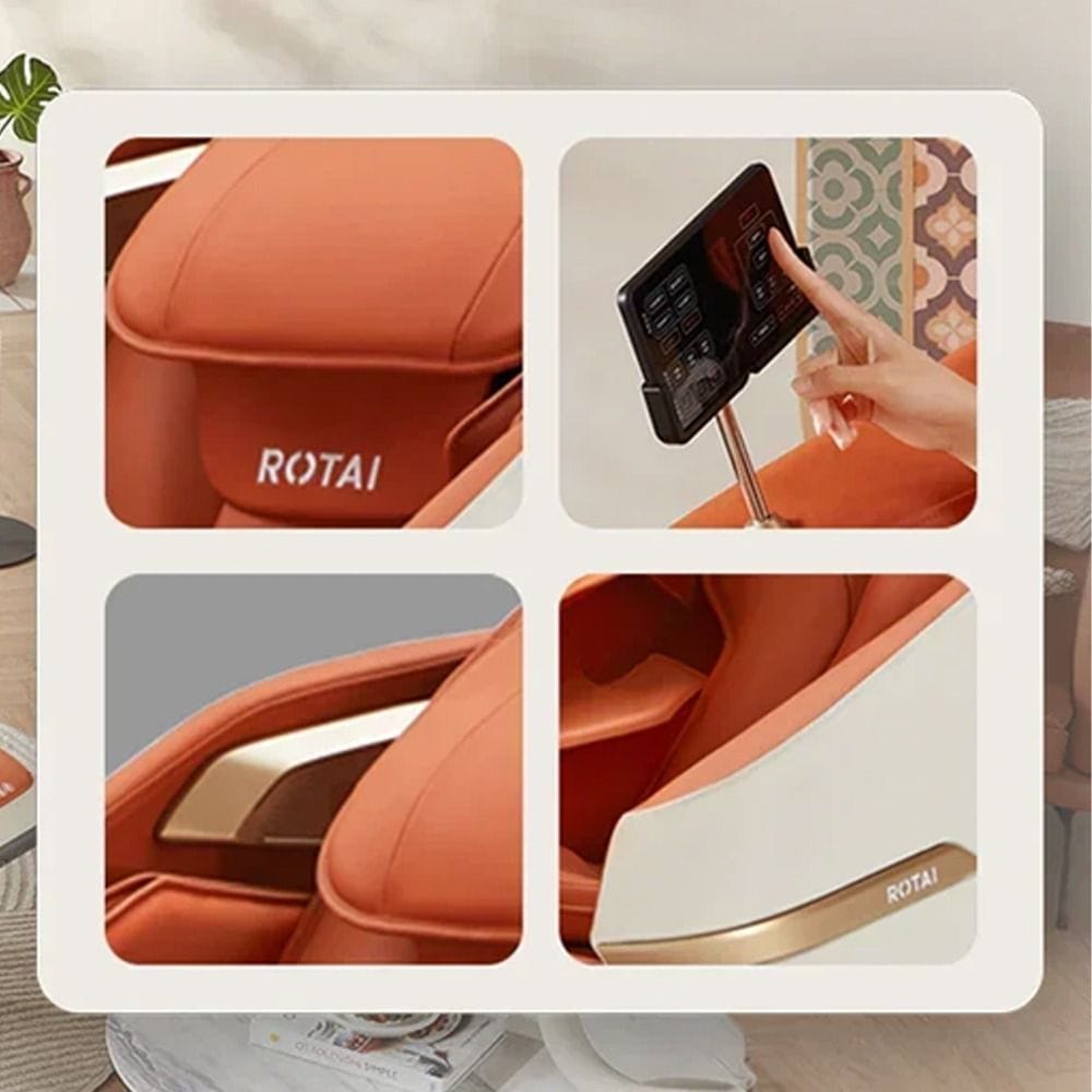 Rotai Jimny Massage Chair, 8D SL Track Full Body Massage, Zero Gravity Recline, Heat Therapy, Airbags, Foot Rollers, Voice & Bluetooth Control | Orange - A36