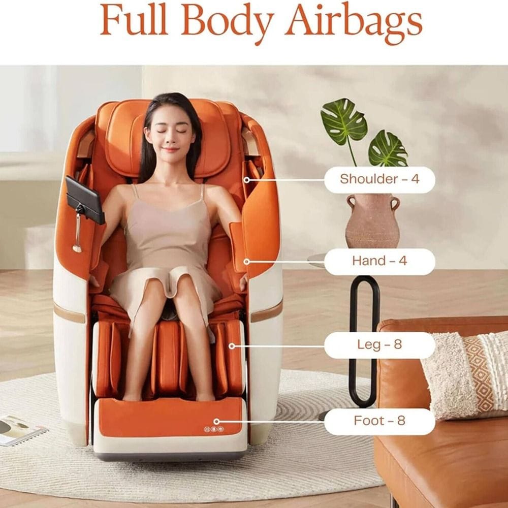Rotai Jimny Massage Chair, 8D SL Track Full Body Massage, Zero Gravity Recline, Heat Therapy, Airbags, Foot Rollers, Voice & Bluetooth Control | Orange - A36