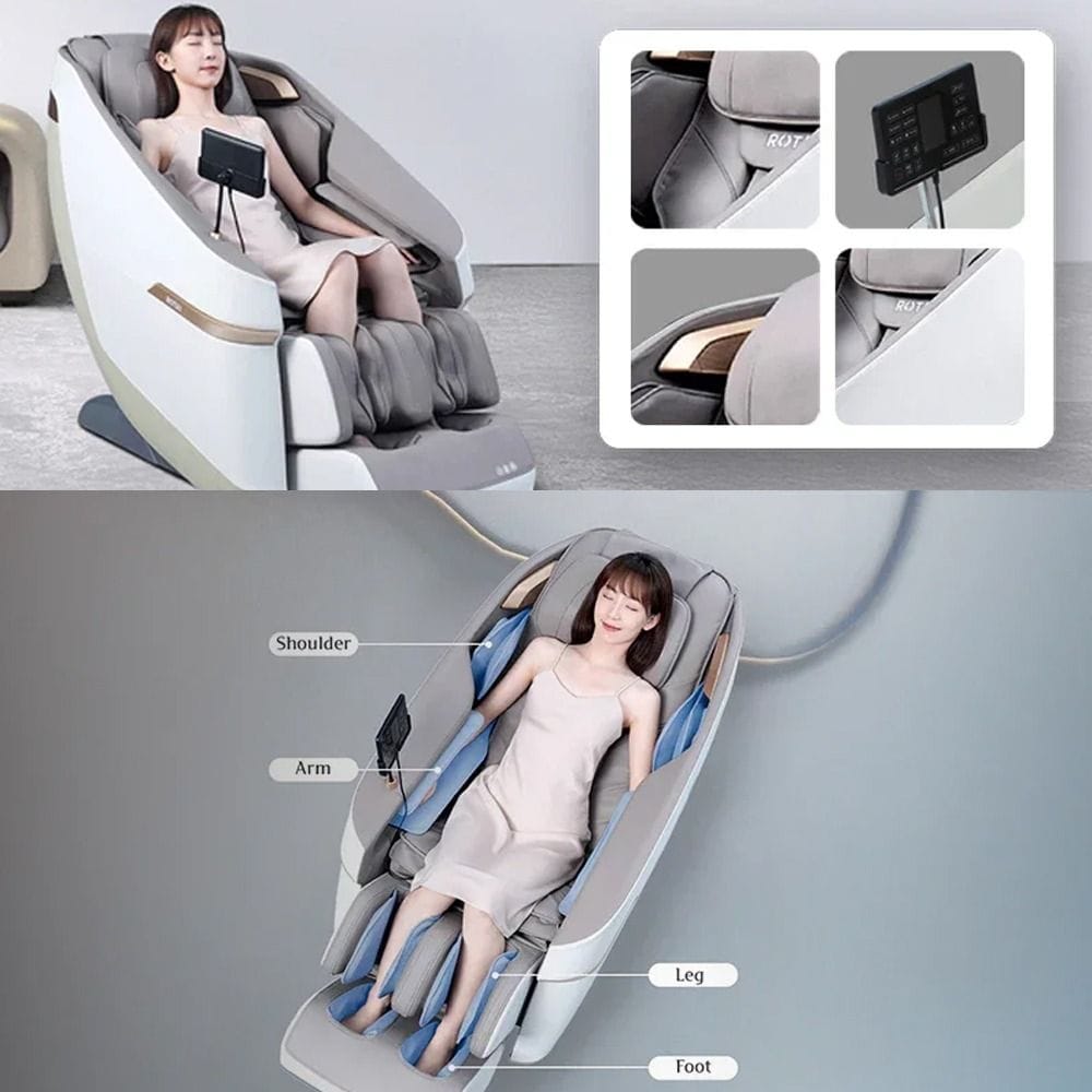 Rotai Jimny A36 Massage Chair with Full-Body Shiatsu, 12 Auto Programs, Zero Gravity, Carbon Fiber Heat Therapy & Built-In Speakers | Grey