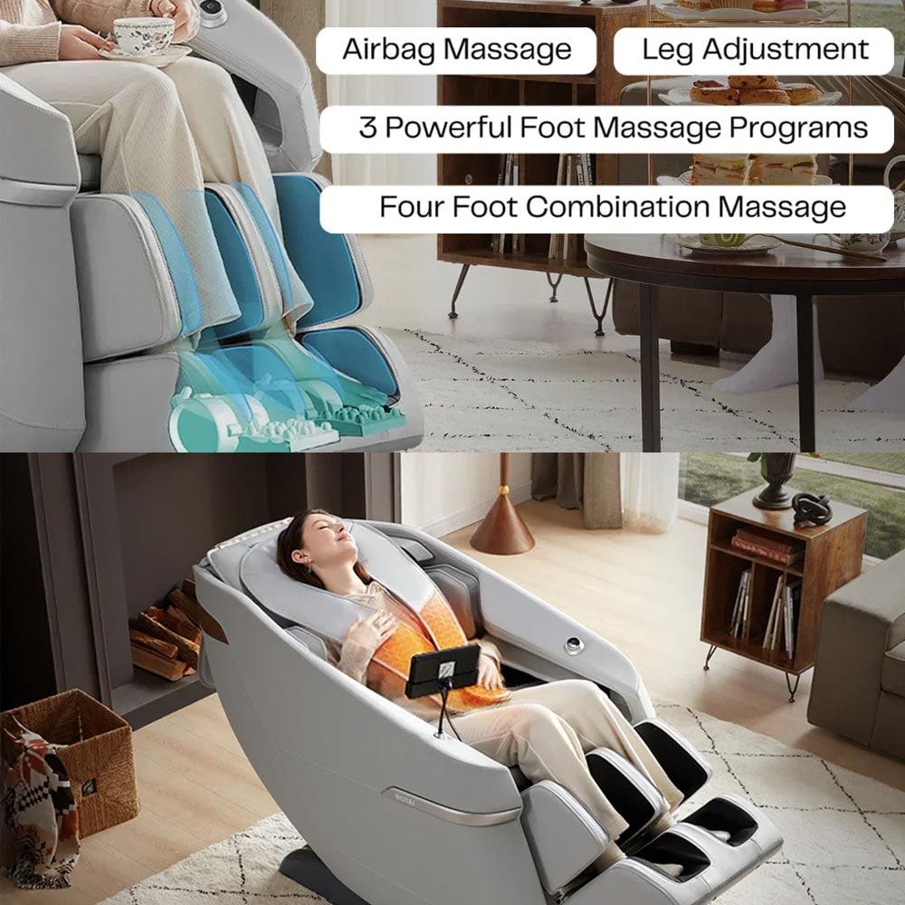 Rotai Ekanite 2-in-1 Massage Chair Sofa, Full Body Massage, Zero Gravity Recline, Heating Pads, Rocking Function, Touch Control & Space Capsule Design | Grey - A37