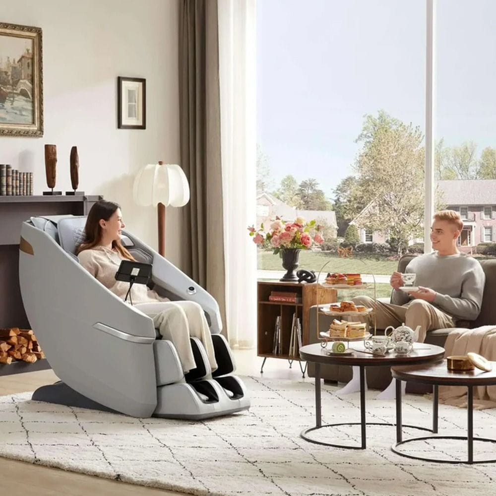 Rotai Ekanite 2-in-1 Massage Chair Sofa, Full Body Massage, Zero Gravity Recline, Heating Pads, Rocking Function, Touch Control & Space Capsule Design | Grey - A37