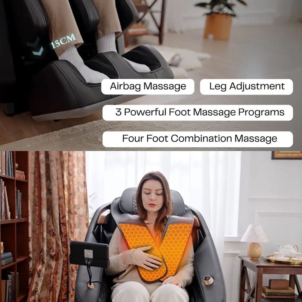 Rotai Ekanite Massage Chair & Sofa 2-in-1, Full Body SL Track Massage, Zero Gravity Recline, 36 Airbags, Carbon Fiber Heating & 22 Auto Programs | Black - A37