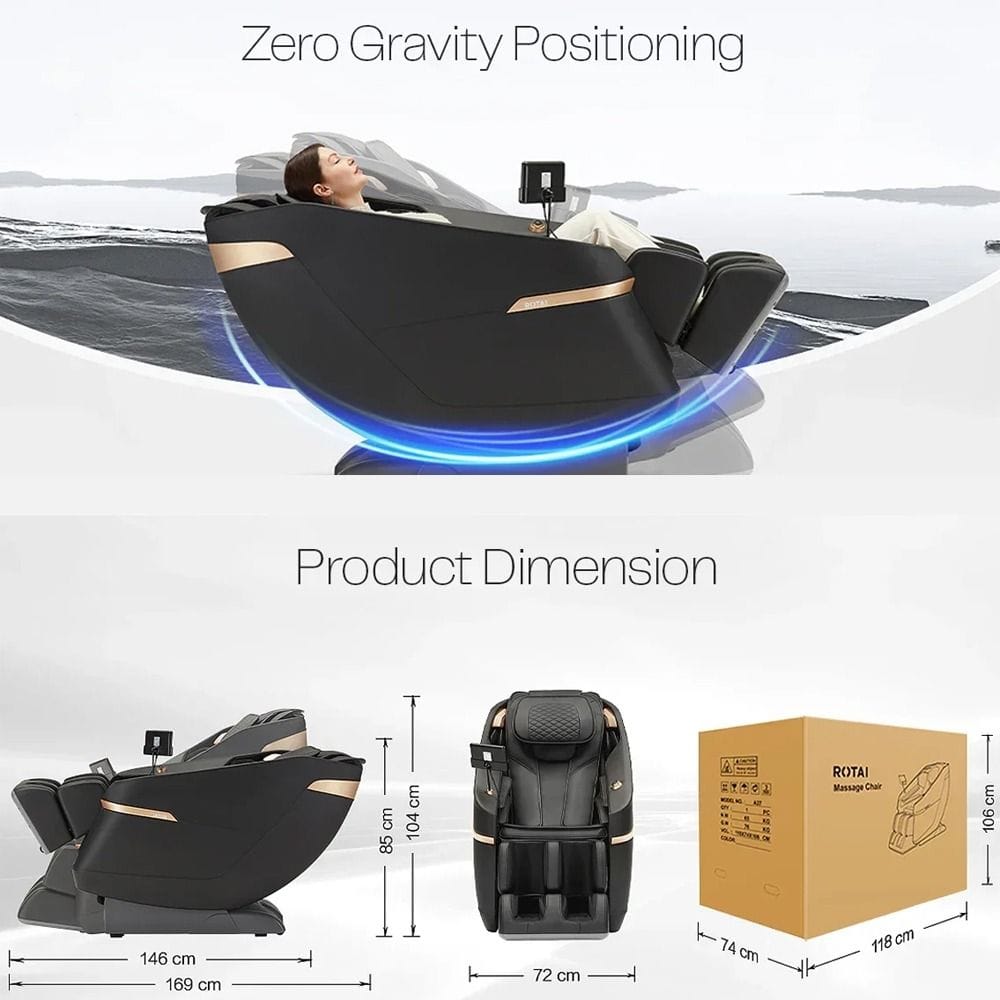 Rotai Ekanite Massage Chair & Sofa 2-in-1, Full Body SL Track Massage, Zero Gravity Recline, 36 Airbags, Carbon Fiber Heating & 22 Auto Programs | Black - A37
