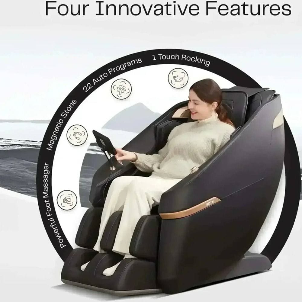 Rotai Ekanite Massage Chair & Sofa 2-in-1, Full Body SL Track Massage, Zero Gravity Recline, 36 Airbags, Carbon Fiber Heating & 22 Auto Programs | Black - A37