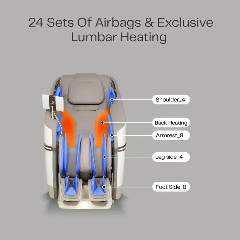 Rotai Massage Chair, Full Body with 4D Foot Rollers, Heating, 22 Auto Programs, Zero Gravity, 7" Touch Tablet, Voice Control -Grey - RT5652 