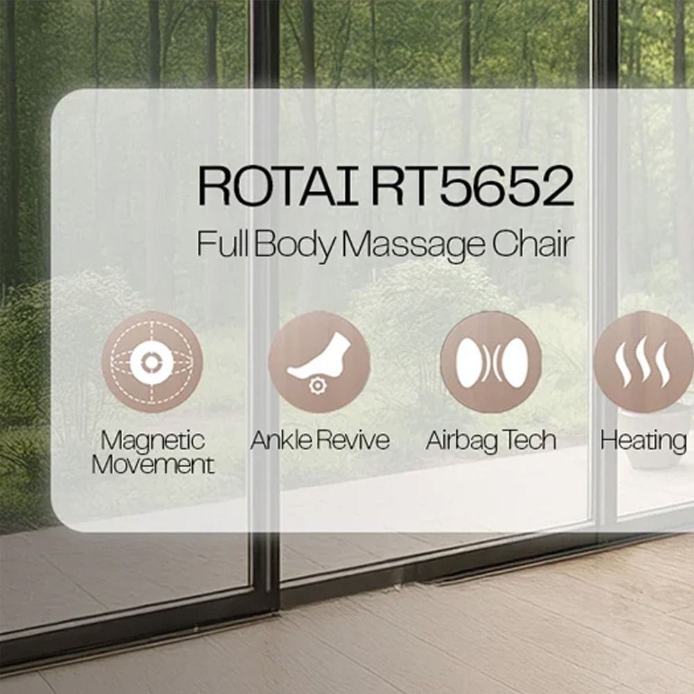 Rotai Full Body Massage Chair, 4D Foot Rollers, Heating, 22 Auto Programs, Space Capsule Design, Zero Gravity, Voice Control - Blue - RT5652 
