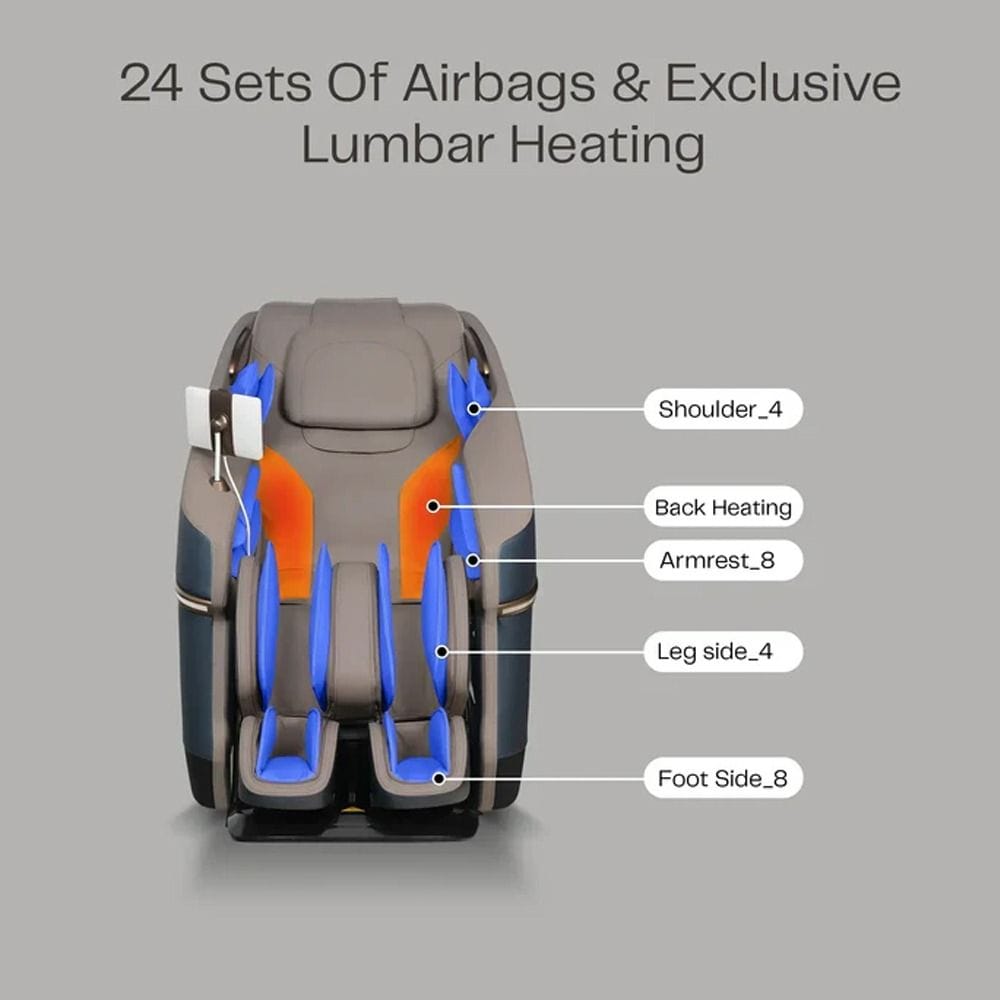 Rotai Full Body Massage Chair, 4D Foot Rollers, Heating, 22 Auto Programs, Space Capsule Design, Zero Gravity, Voice Control - Blue - RT5652 