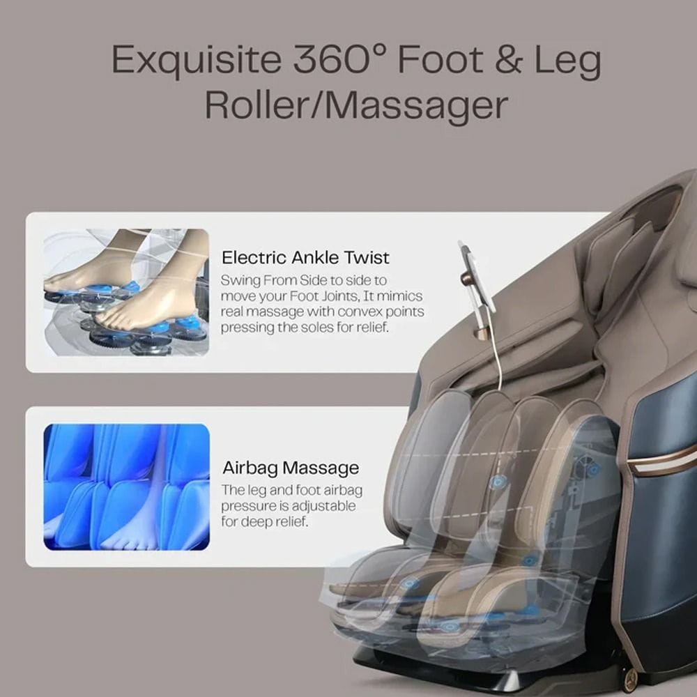 Rotai Full Body Massage Chair, 4D Foot Rollers, Heating, 22 Auto Programs, Space Capsule Design, Zero Gravity, Voice Control - Blue - RT5652 