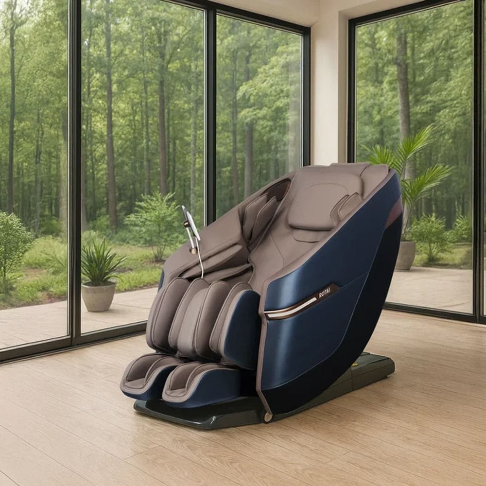 Rotai Full Body Massage Chair, 4D Foot Rollers, Heating, 22 Auto Programs, Space Capsule Design, Zero Gravity, Voice Control - Blue - RT5652 