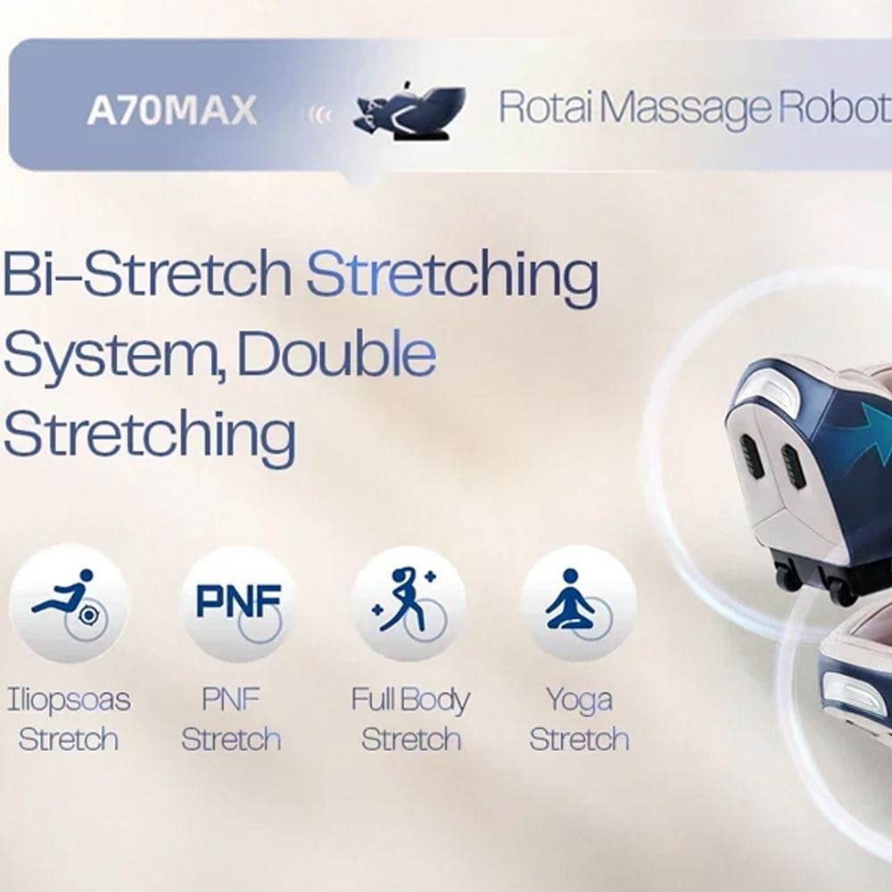 Rotai 8D SL-Track Massage Chair, Dual-Core 4D Rollers, 38 Airbags, Zero Gravity, Yoga Stretch, Heat Therapy, AI Voice & Bluetooth | Blue - A70 Max