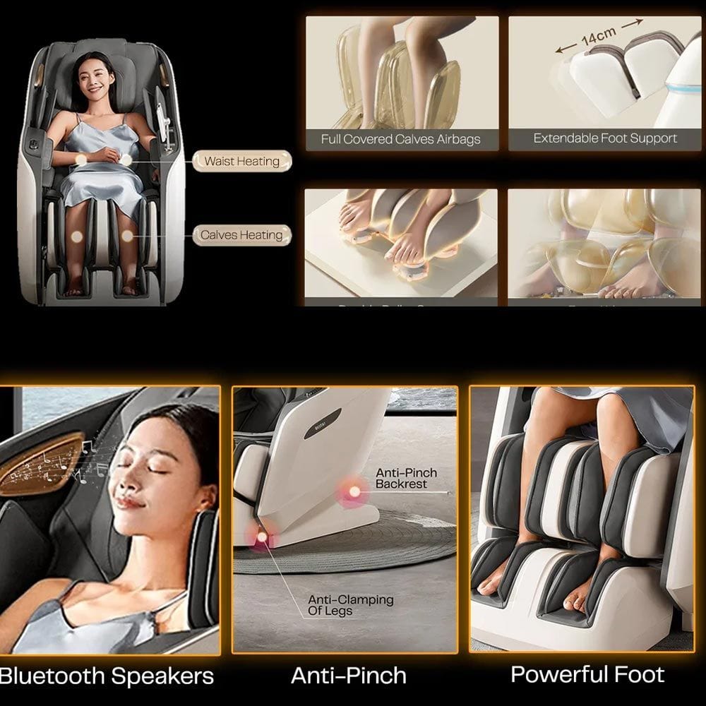 Rotai Royal Signature Massage Chair, AI Body Scan, 6 Massage Techniques, 22 Wellness Modes, Zero Gravity Recline, Heat Therapy, Voice & Touch Control | Grey - RT5950