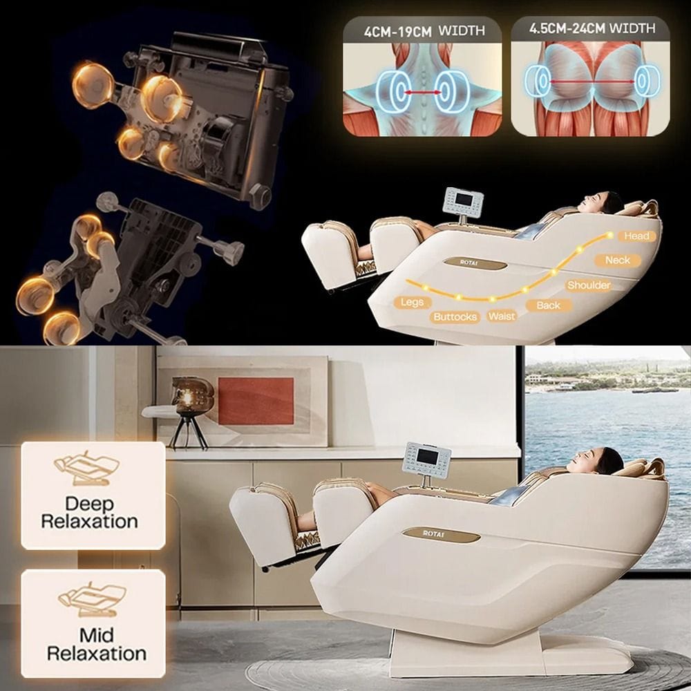 Rotai Royal Signature Massage Chair, AI Body Scan, 6 Massage Techniques, 22 Wellness Modes, Zero Gravity Recline, Heat Therapy & Voice Touch Control | White - RT5950