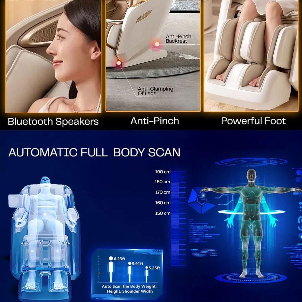 Rotai Royal Signature Massage Chair, AI Body Scan, 6 Massage Techniques, 22 Wellness Modes, Zero Gravity Recline, Heat Therapy & Voice Touch Control | White - RT5950