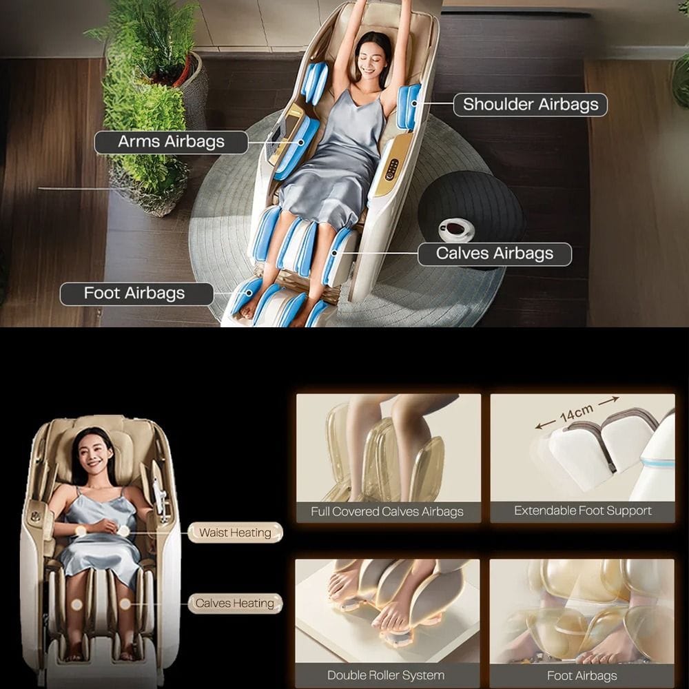 Rotai Royal Signature Massage Chair, AI Body Scan, 6 Massage Techniques, 22 Wellness Modes, Zero Gravity Recline, Heat Therapy & Voice Touch Control | White - RT5950