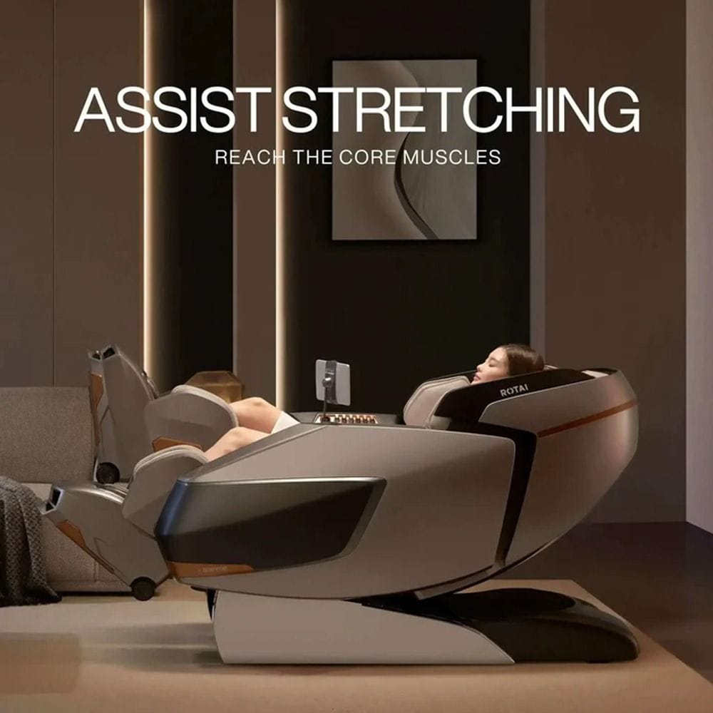Rotai AI Robotic Massage Chair with ROVO Walking Technology, 6D Dual Mechanism, Tri-Sole Reflexology, Heat Therapy, Voice Control & Bluetooth | Glacier Silver - RT8802