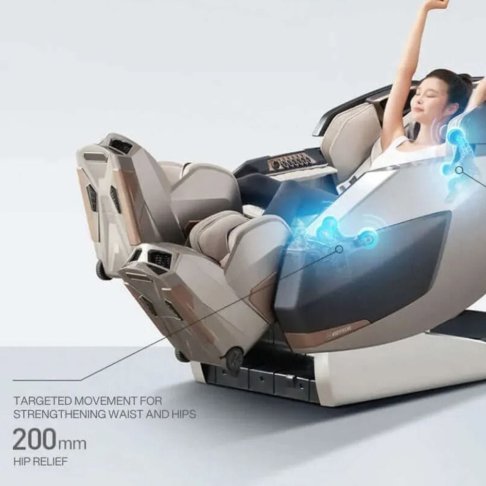 Rotai AI Robotic Massage Chair with ROVO Walking Technology, 6D Dual Mechanism, Tri-Sole Reflexology, Heat Therapy, Voice Control & Bluetooth | Glacier Silver - RT8802