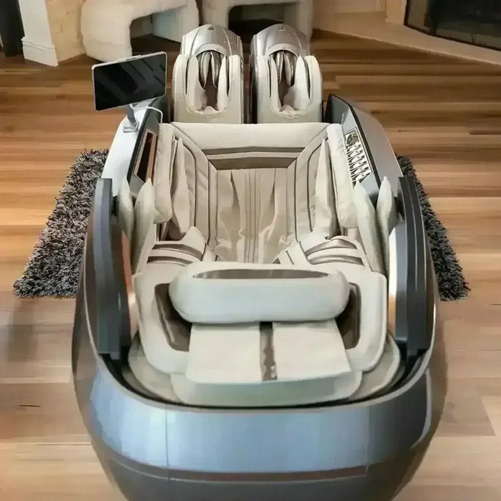 Rotai AI Robotic Massage Chair with ROVO Walking Technology, 6D Dual Mechanism, Tri-Sole Reflexology, Heat Therapy, Voice Control & Bluetooth | Glacier Silver - RT8802