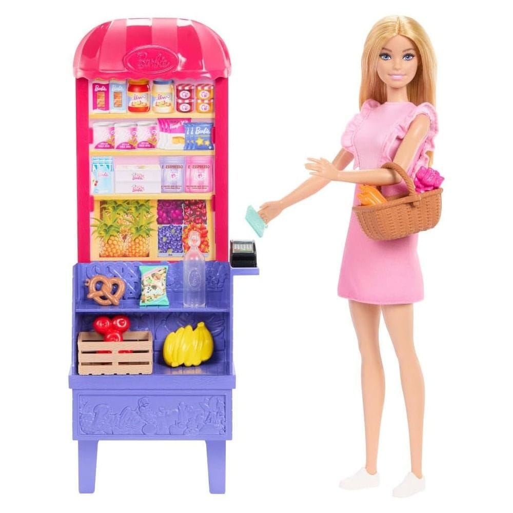 Barbie Malibu Goes Shopping Playset 3+ Years, Realistic Shopping Elements, Encourages Imaginative Storytelling - 194735275496