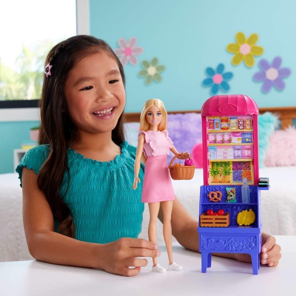 Barbie Malibu Goes Shopping Playset 3+ Years, Realistic Shopping Elements, Encourages Imaginative Storytelling - 194735275496