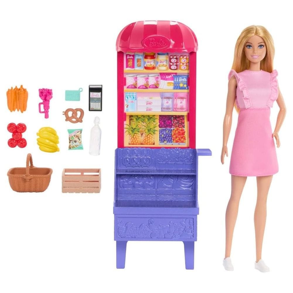 Barbie Malibu Goes Shopping Playset 3+ Years, Realistic Shopping Elements, Encourages Imaginative Storytelling - 194735275496