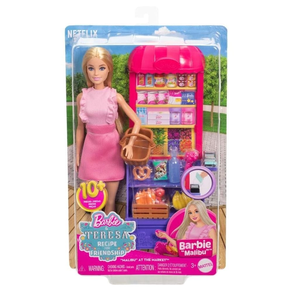 Barbie Malibu Goes Shopping Playset 3+ Years, Realistic Shopping Elements, Encourages Imaginative Storytelling - 194735275496