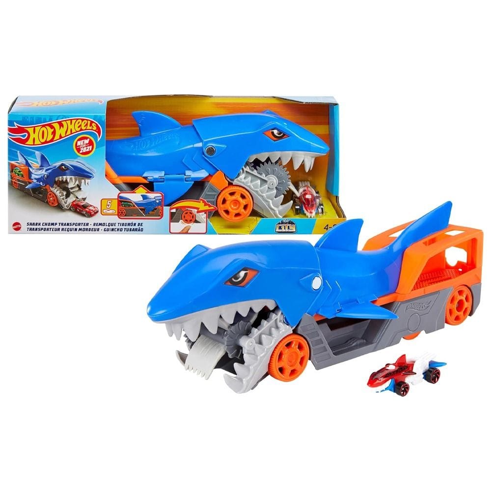 Hot Wheels Shark Chomp Transporter Playset With One 1:64 Scale Car, Fun Play And Storage Solution, Stores Multiple Hot Wheels Cars - 887961925197