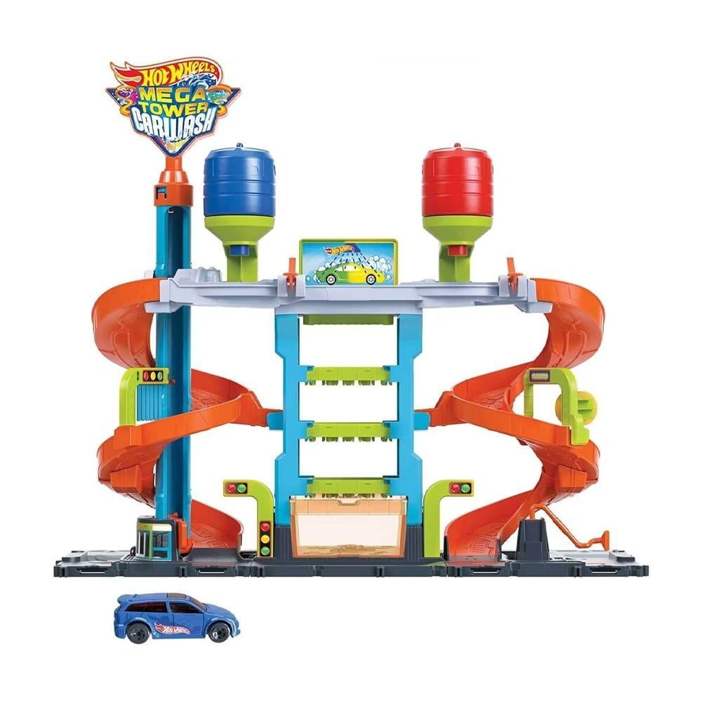 Hot Wheels City Mega Car Wash With 1 Color Shifters Car Playset 4+ Years, Mess-Free Interactive Play - 194735028955