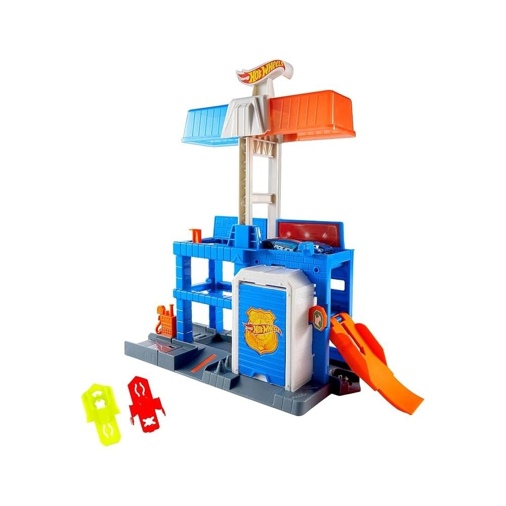 Hot Wheels City Downtown Police Tower Playset 3+ Years, Dual Exit Racing Options, Kid-Powered Elevator Action - 194735334940