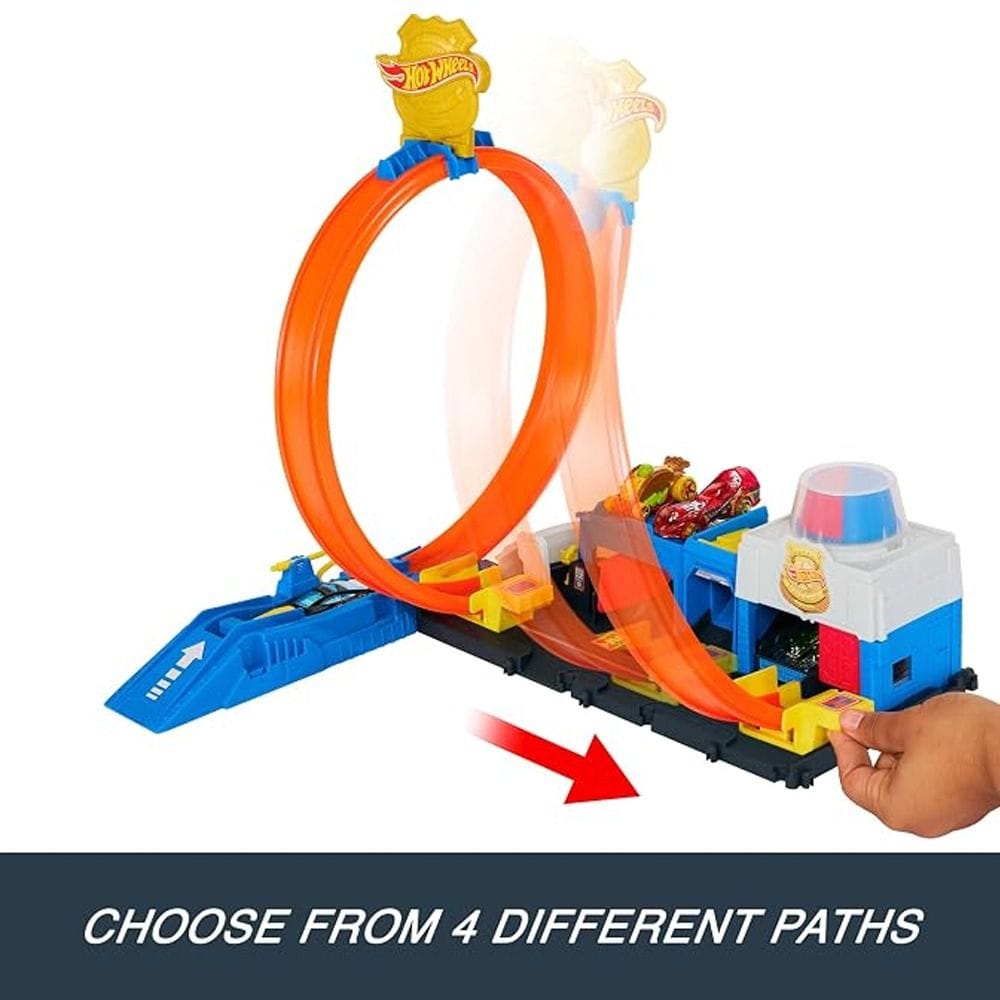 Hot Wheels City Super Police Station Playset 4+ Years, Expandable Hot Wheels Track System, Multiple Stunt Lanes - 194735264155