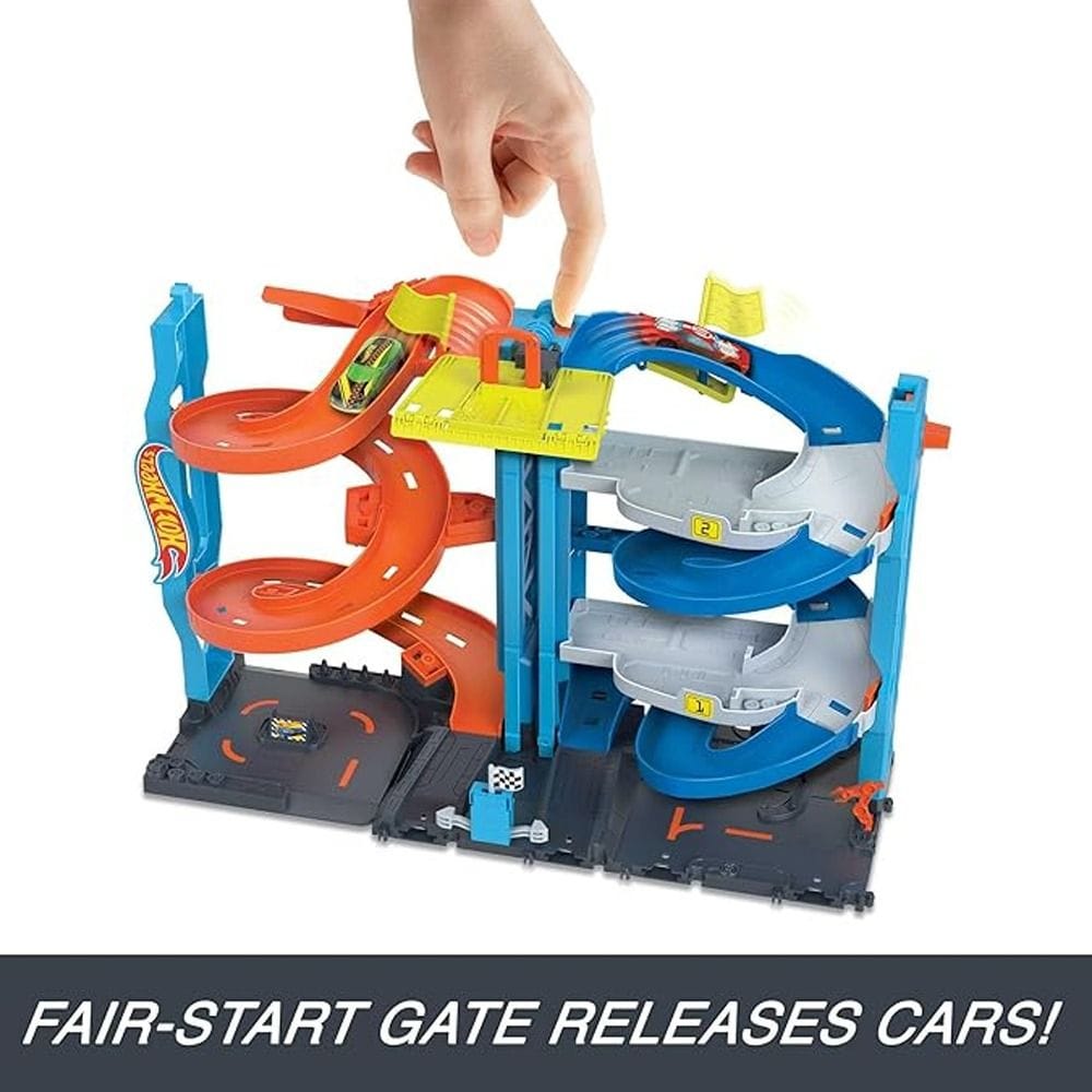 Hot Wheels City Transforming Race Tower Playset 3+ Years, High-Speed Two-Car Racing Action, Dual-Side Elevator Feature - 194735109654