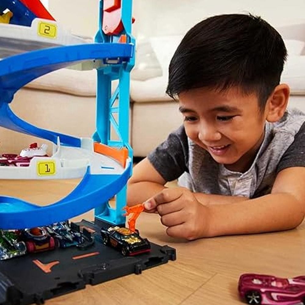 Hot Wheels City Transforming Race Tower Playset 3+ Years, High-Speed Two-Car Racing Action, Dual-Side Elevator Feature - 194735109654