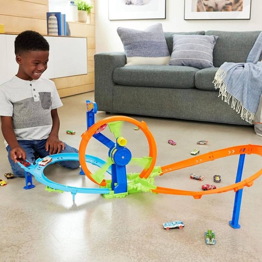 Hot Wheels Action Turbine Challenge Launch And Loop Playset 4+ Years, High-Speed Loop And Crash Zone Play - 194735266357