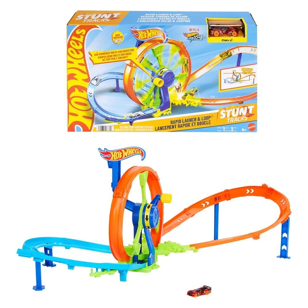 Hot Wheels Action Turbine Challenge Launch And Loop Playset 4+ Years, High-Speed Loop And Crash Zone Play - 194735266357